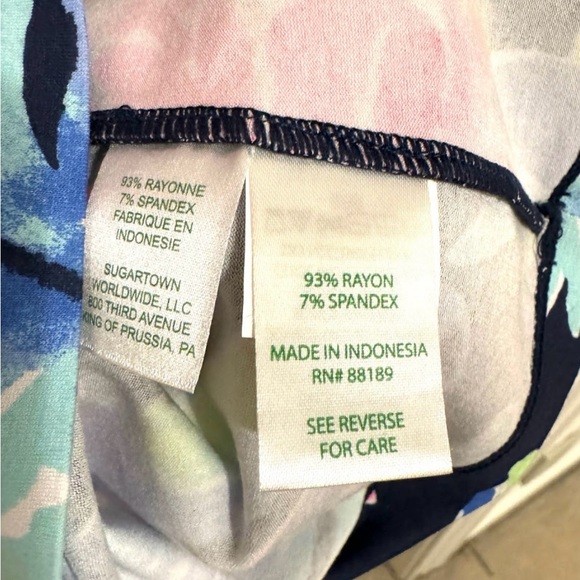 Lilly Pulitzer Sophie Ruffle High Tide Navy Tropical Dress ; Size S; - Picture 4 of 7